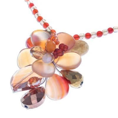 Multi-Gemstone Beaded Cluster Pendant Necklace