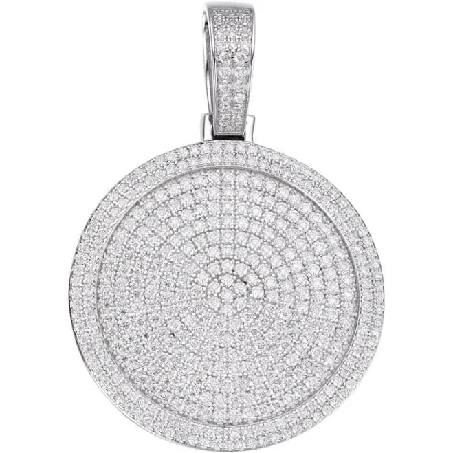 925 Silver Moissanite Round Rapper Medallion Pendant