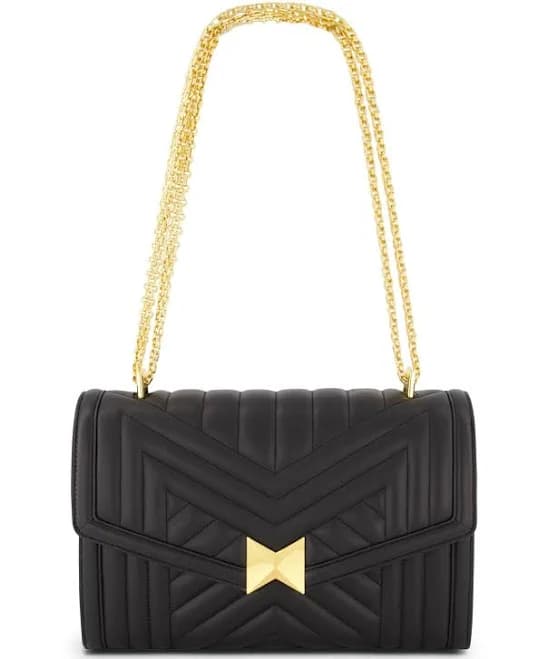 Mac Duggal Quilted Napa Leather Handbag with Gold Hardware