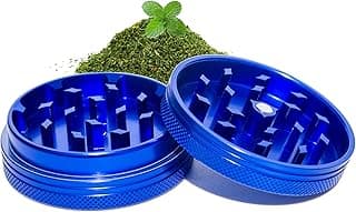 Small Thin Herb Chrome Crusher Grinder 2 inch (Blue Color)