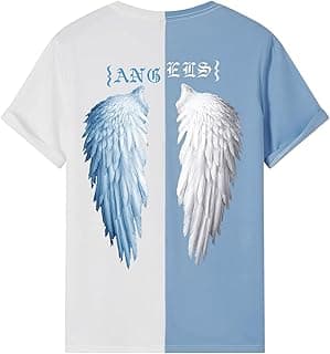 Men's Casual Color Block Graphic Short Sleeve Round Neck T Shirt Tee Tops