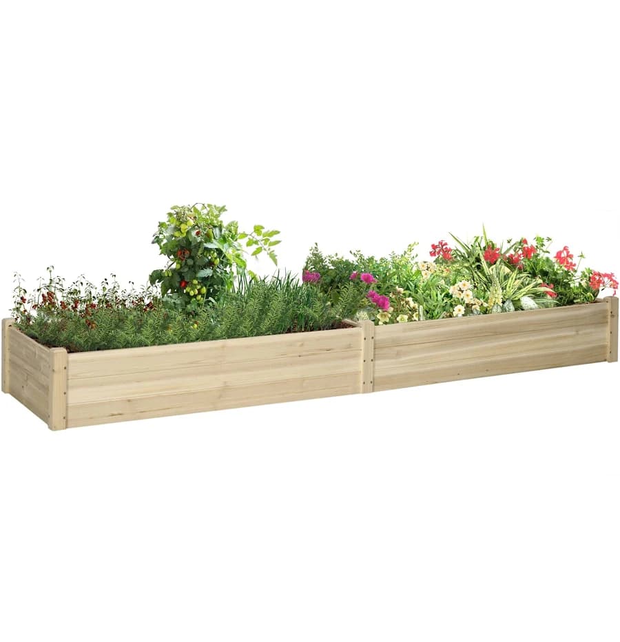 Outsunny 8x2ft Wooden Raised Garden Bed Kit