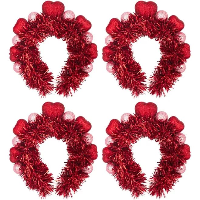 Sparkle Hearts Novelty Headband (Single or Set of 4) Set of 4