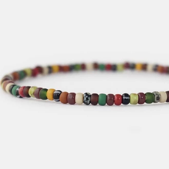 Men's Thin Stretch Glass Seed Bead Bracelet