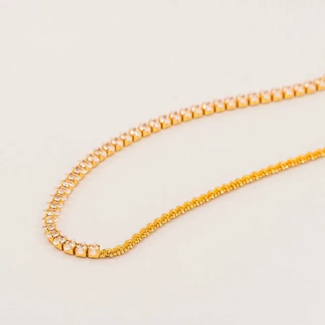 Jessica Wang 24K Gold Gemstone Chain Necklace