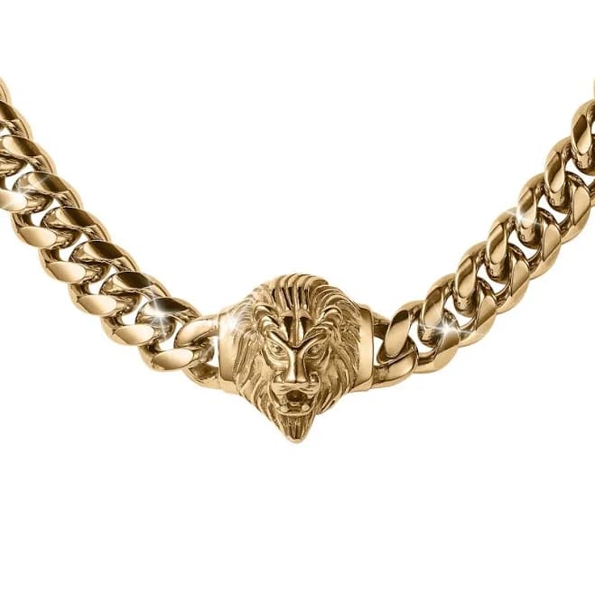 18K Gold Stainless Steel Lionheart Necklace
