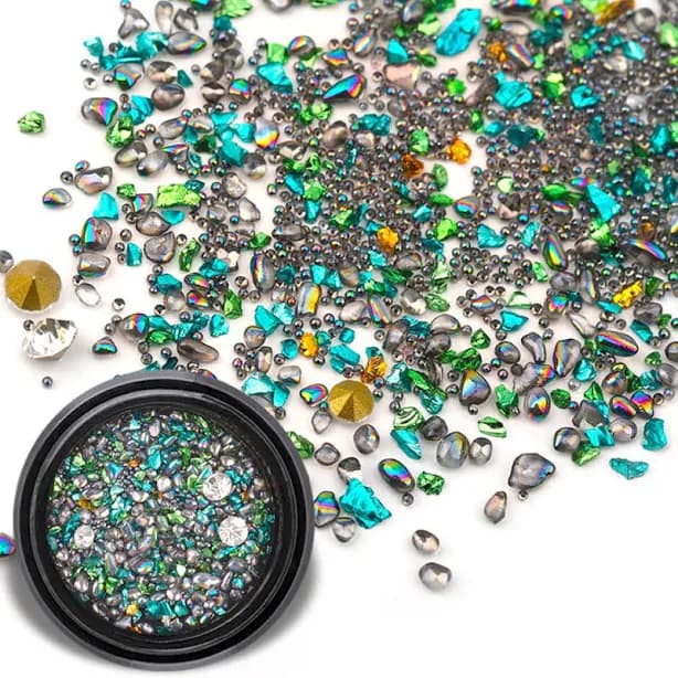 Tiny Iridescent Turquoise Faceted Resin Rhinestones