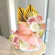 LaVenty Flower Cake Decorations Pink White Cake Decorations Palm Leaves Butterfly for Wedding Valentine's Day Supplies - AliExpress