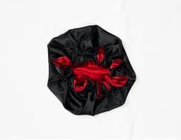Red And Black Ruffle Satin Bonnet