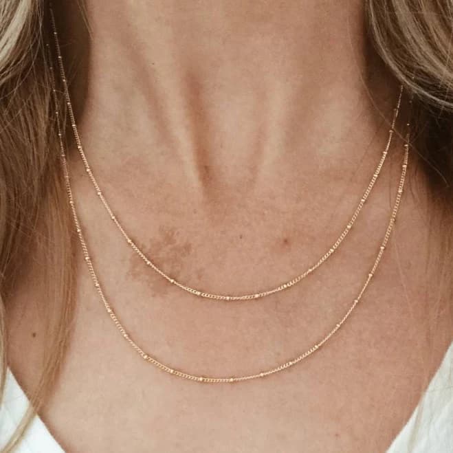 14K Gold Fill Gold Beaded Chain Necklace