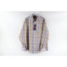 Vintage | Shirts | Nos Vtg 9s Streetwear Mens Xl Sheer Rainbow Checkered Plaid Button Shirt Usa | Poshmark
