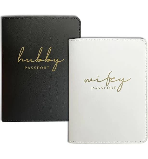 Matching Dual PU Leather Passport Holders with Card Pockets