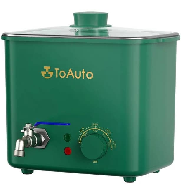 TOAUTO 4Qts Green Wax Melter for Candle Making - DIY Electric Candle Wax Melting Pot with Quick Pour Valve & Temperature Controller for Candle Craft