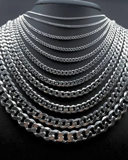 925 Sterling Silver Cuban Chain Necklace for Men