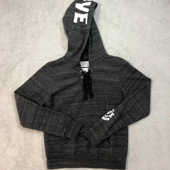 Reflex Cropped Heather Gray “love” Hoodie Sweatshirt Women’s Size