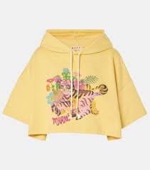 Marni Printed cropped cotton hoodie Marni