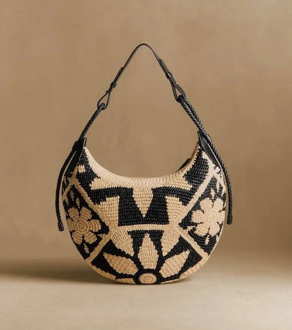 Sézane Raffia Crescent Bag