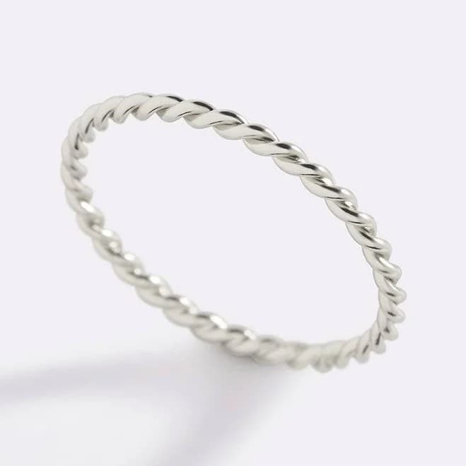 Dainty Braided Stacking Ring - 925 Sterling Silver / 6 / Inspirational Jewelry by Mint & Lily
