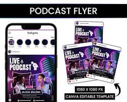 DIY Podcast Flyer: Editable Canva Template - Etsy