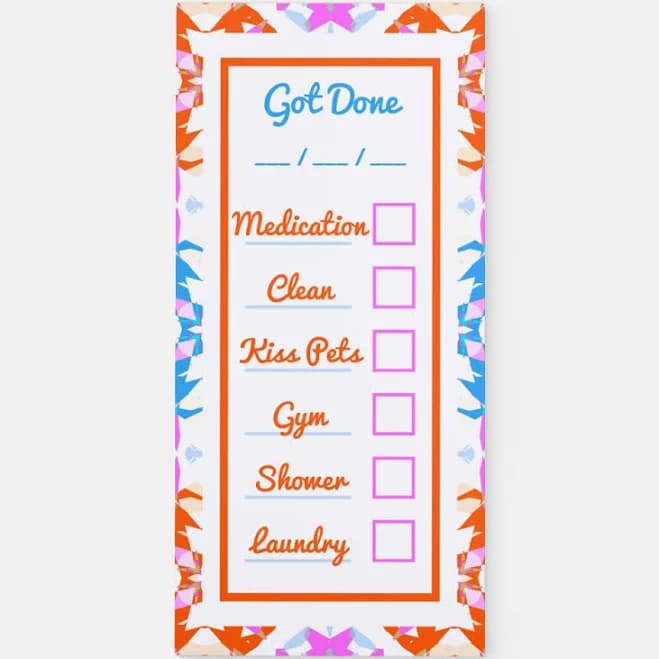 Bright Colourful Fun Adult ADHD Checklist Planner Magnetic Notepad