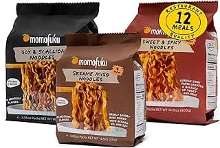 Ramen Noodle Variety Pack by David Chang, 12 Meals Air-Dried Instant Noodles with Sauce