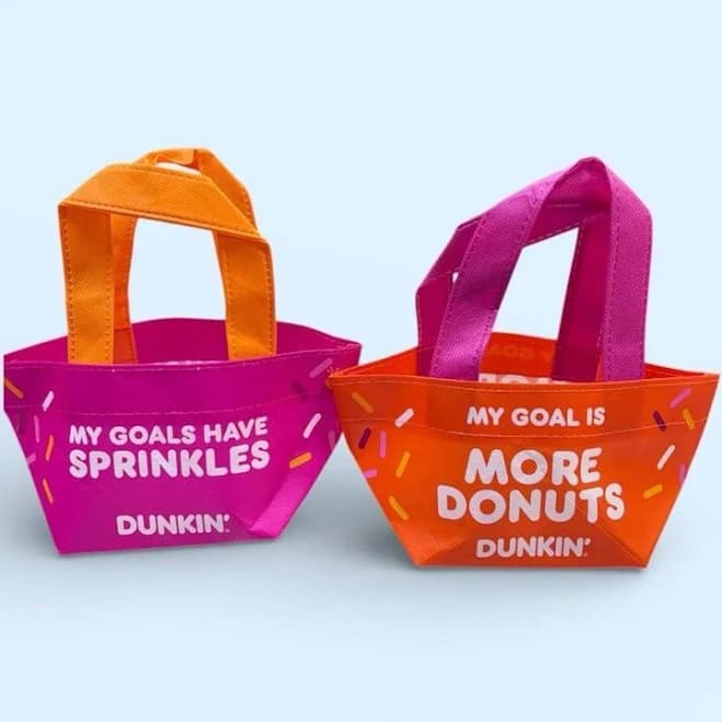 Dunkin' Limited Edition 2026 2 Count Pink And Orange Reusable Single Donut Bags - New Vintage & collectibles | Size: s