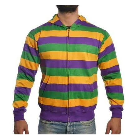 Mardi Gras Stripe Hoodie Zip Up Jacket