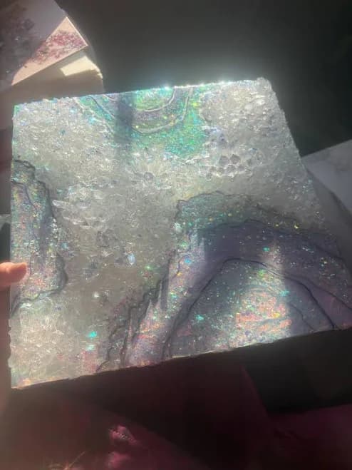 Euphoria - 12" Original Resin Geode Artwork | Iridescent Crystal Wall Art | Cosmic Abstract Energy Piece