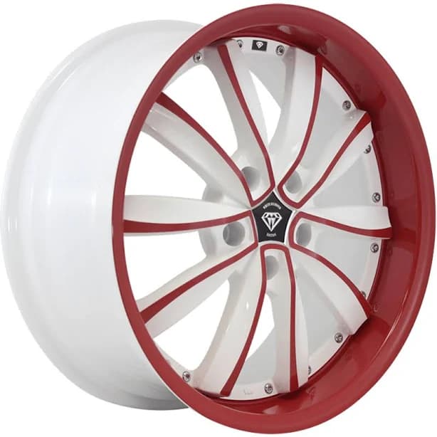 18x8 White Red Wheel White Diamond W981 5x100 35