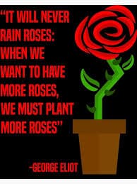 George Eliot Rain Roses Quote" Greeting Card for Sale by Dr-Faustus | Redbubble