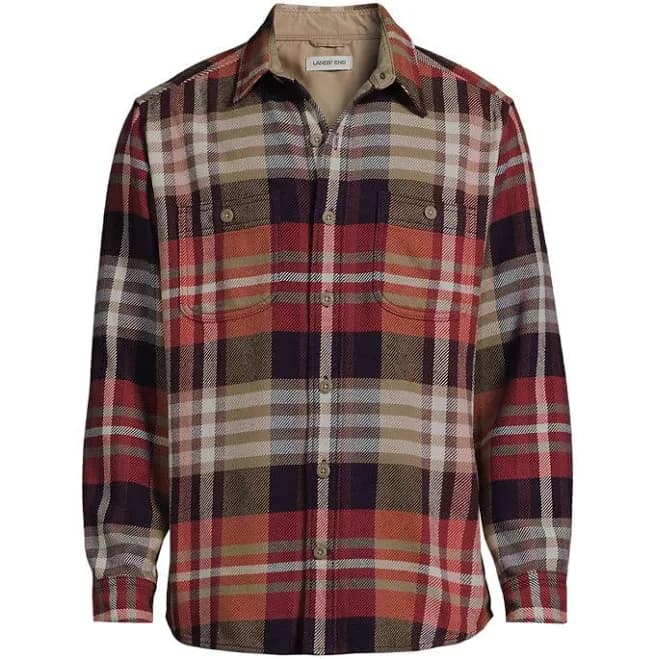 Lands' End Men's Big Long Sleeve Flannel Shirt