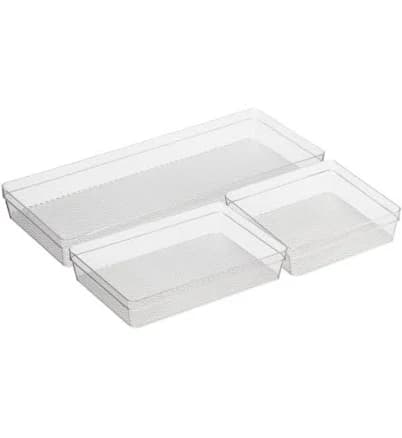 Oggi Set of 3 Clear Drawer Organizers