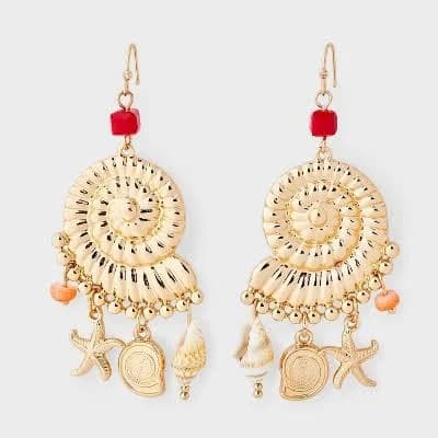 Universal Thread Shell Charm Drop Earrings