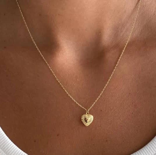 Dainty Gold Plated Heart Locket Necklace