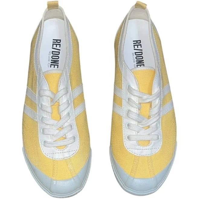 Re/done 90s Low-top Side Stripe Round Toe Lace Up Sneakers Marigold