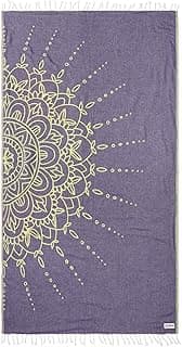 Turkish Beach Towel - Sand Free - 100% Organic Turkish Cotton Yarn - Quick Dry Towel for Beach, Picnic Blanket or Throw - As Seen on Shark Tank - Flower Mandala Grape