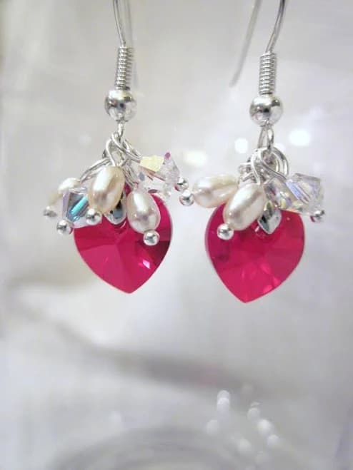 Swarovski Heart Pearl Earrings