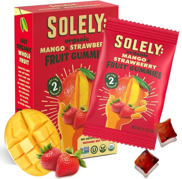 Solely Organic Mango & Strawberry Gummies 5 Count, 0.7 Oz