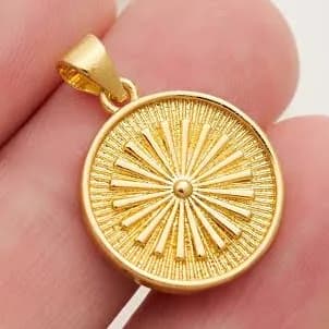 DLUXCA 24k Gold Filled Round Coin Medallion Pendant Necklace