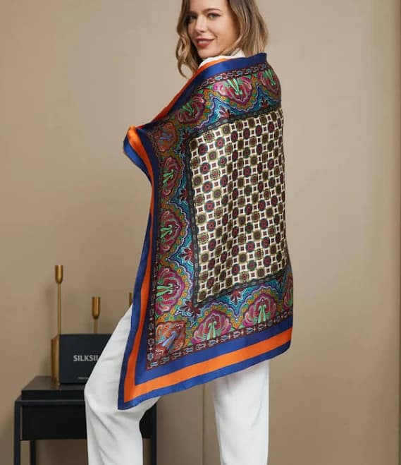 Silksilky Women's 100% Mulberry Silk Square Scarf