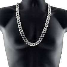 30" Iced Hip Hop Chain Silver Tone 15MM Wide Thick Miami Cuban Link Men Bling Stone Necklace | Amazon.com