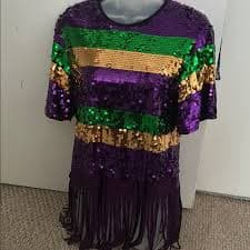 Why Dress | Tops | Sequin Fringe Top In Purple Green And Gold | Poshmark