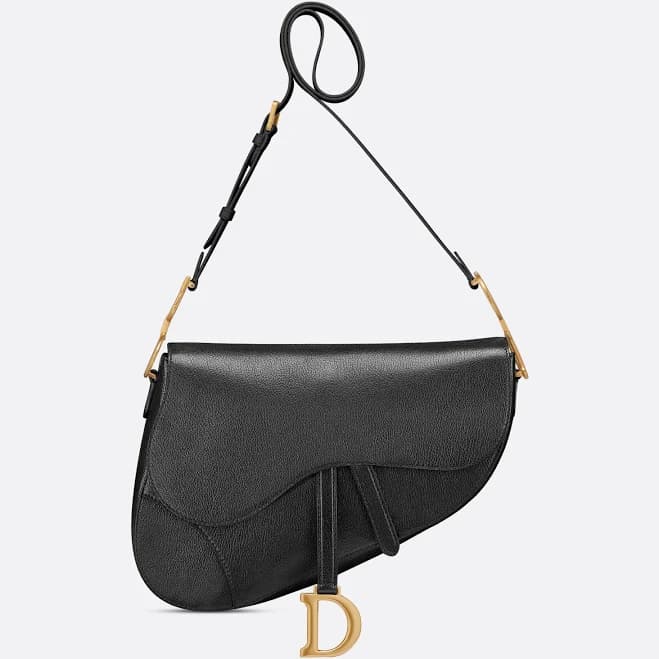 Dior Women's Large Soft Saddle Bag in Black Goatskin