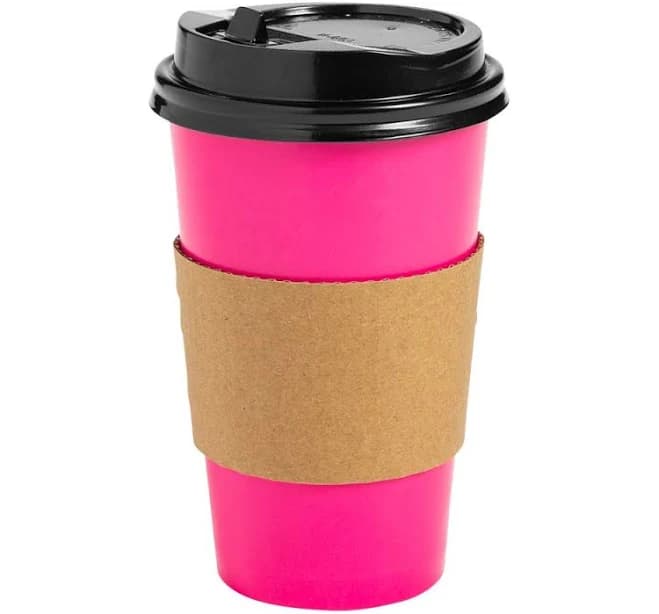 Fun Express Pink Coffee Cups with Lids and Sleeves