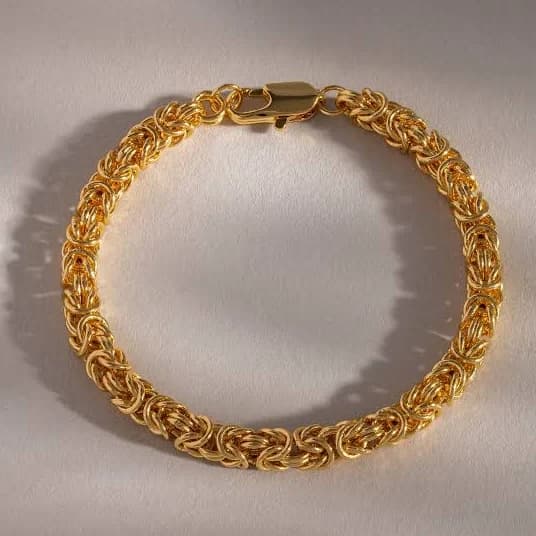 Caitlyn Minimalist 18K Gold Chunky Bold Byzantine Link Chain Bracelet