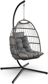 SereneLife Foldable Egg Chair with Stand
