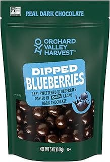 Orchard Valley Harvest Dark Chocolate Dipped Blueberries 5 oz (Pack of 1), Made With Real Sweetened Blueberries, Gluten Free, Non-GMO, Stand Up Bag, On-The-Go Snack For The Whole Family