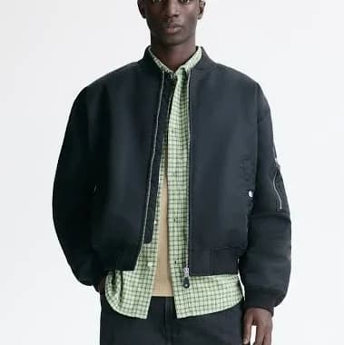H&M Men's Padded Nylon Bomber Jacket