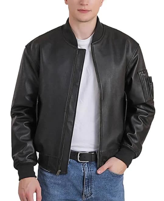 Landing Leathers Men's MA-1 Leather Flight Bomber Jacket