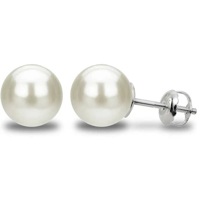 Addurn Round Freshwater Cultured Pearl Sterling Silver Screw-Back Stud Earrings Women's